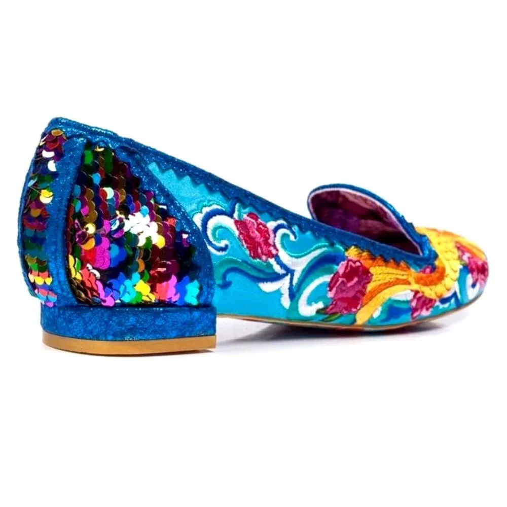 Irregular Choice Womens Pescado Oro NEW Sequin Flats 11 42 Rainbow Pride Fish - Picture 15 of 16